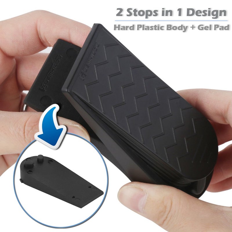 Newkiton 16Pcs Black Door Stoppers 2-in-1 Soft Rubber & Hard Plastic Design - Non-Scratch Finger Protector, Flexible Floor Gap Wedge for Home/Office, Modern Durable Door Stop Set. - Image 3